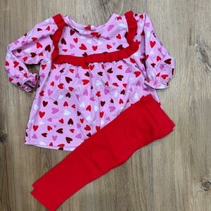 Stitchy Fish Pink and Red Valentine’s Leggings Set